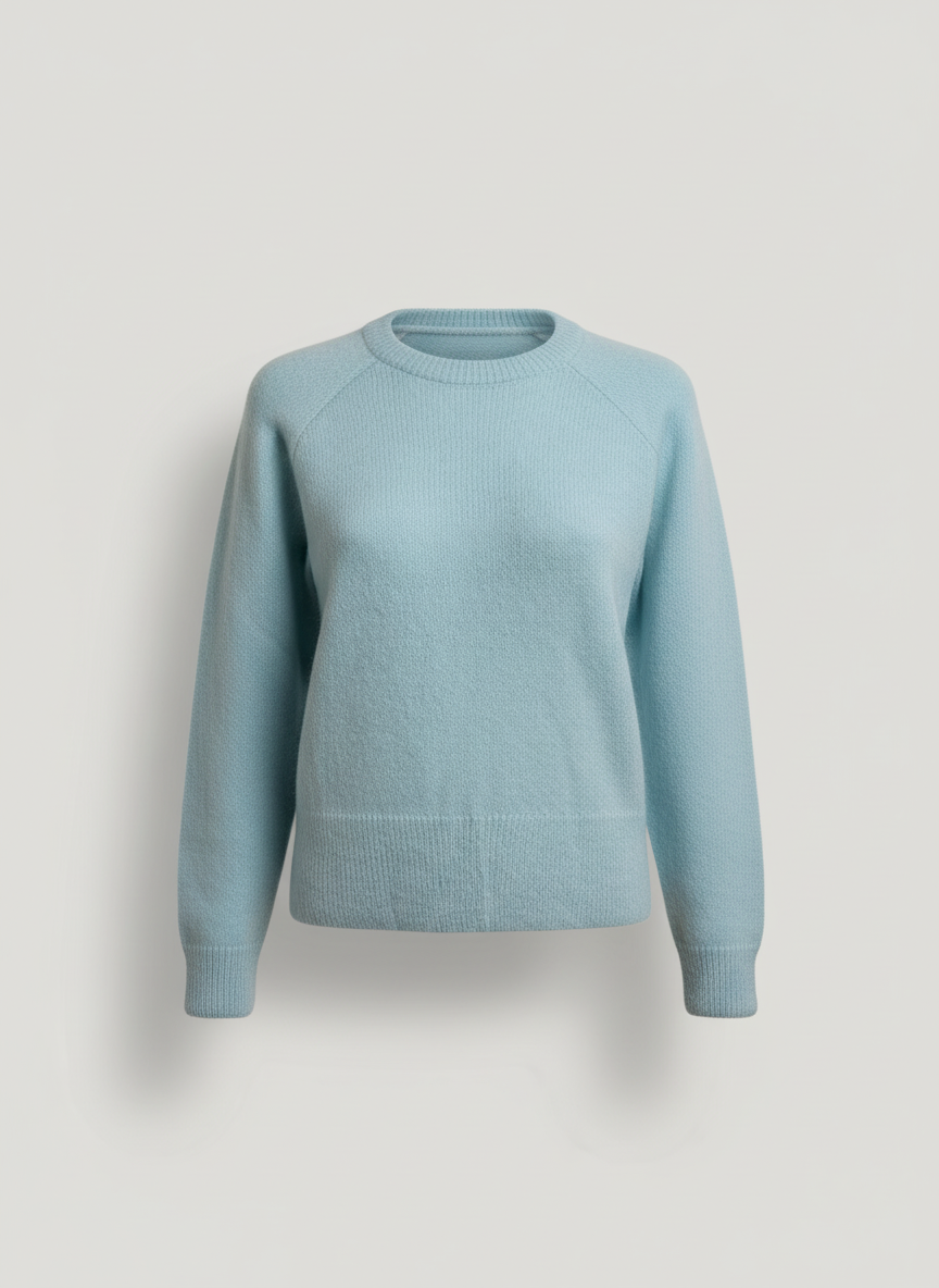 Women's Crew Neck Alpaca Sweater - Sky Blue