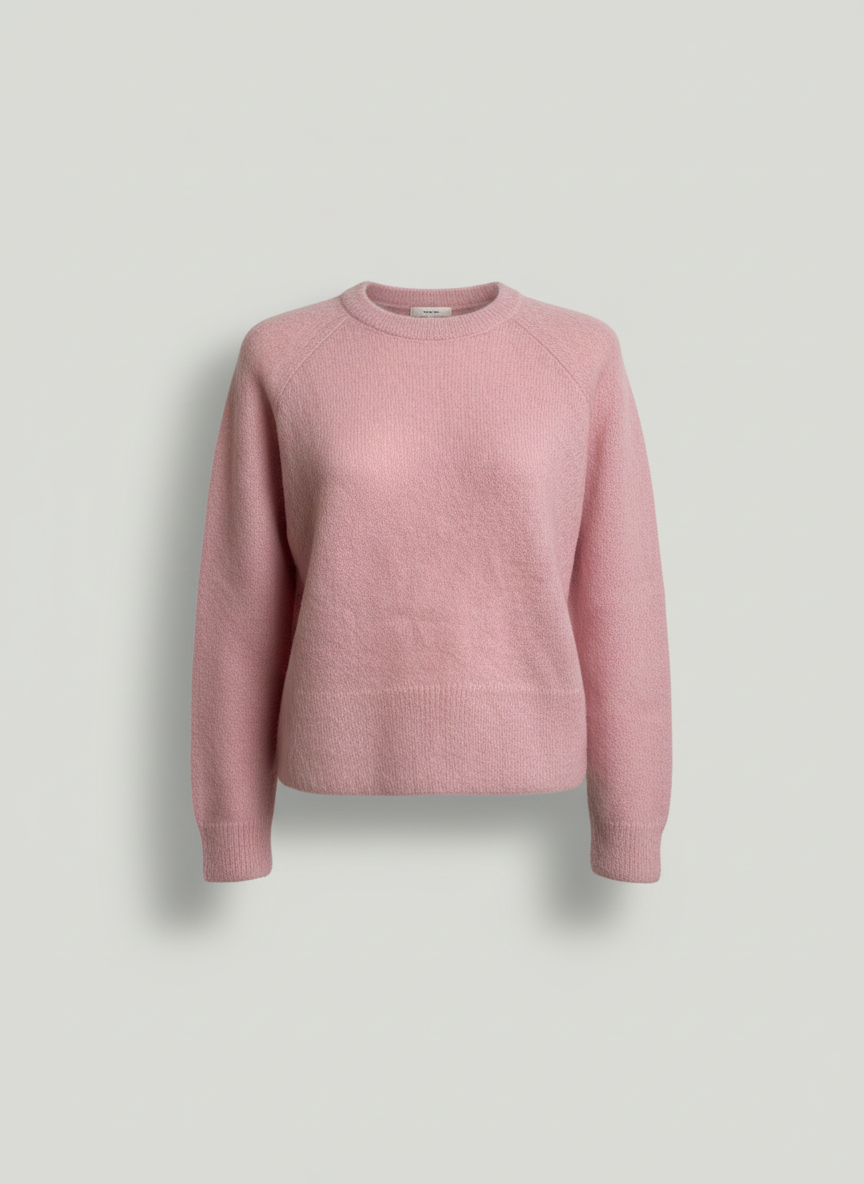 Women's Crew Neck Alpaca Sweater - Pink