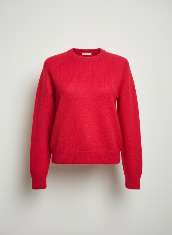 Women's Crew Neck Alpaca Sweater - Red
