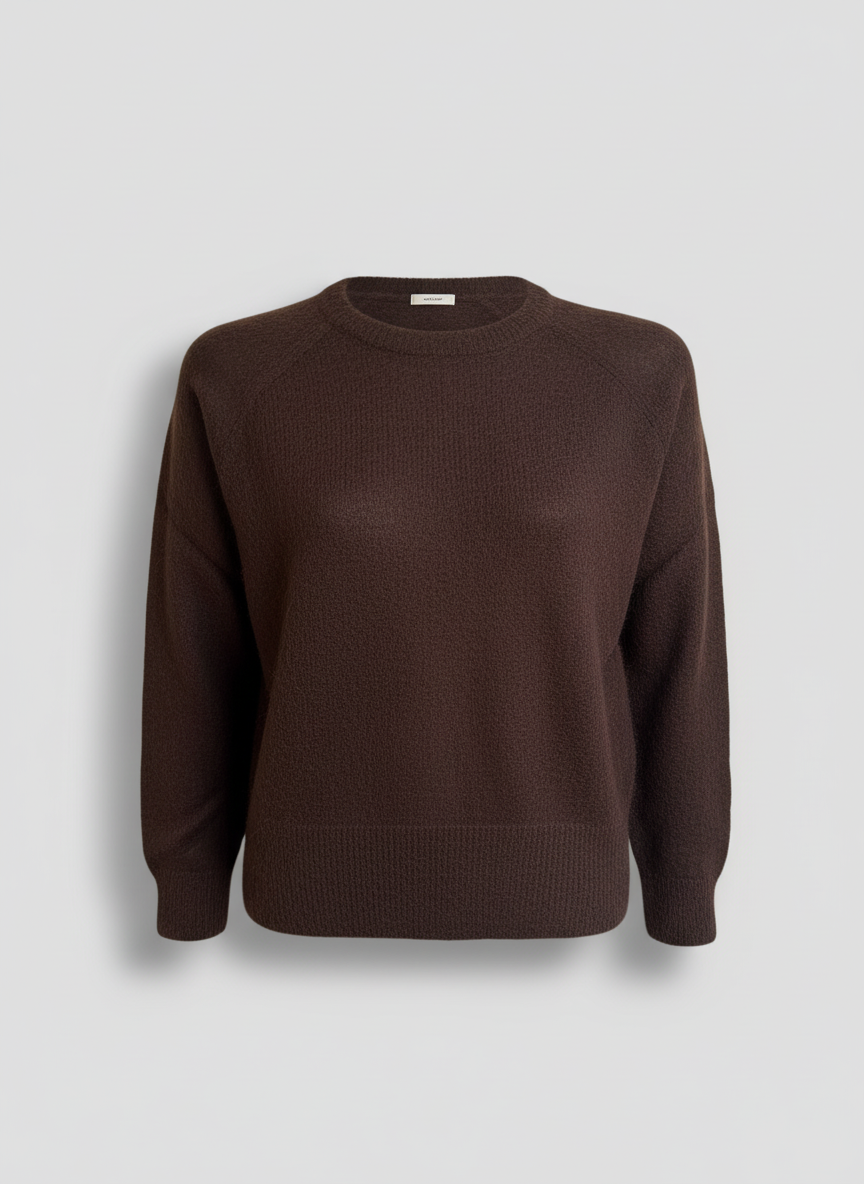 Women's Crew Neck Alpaca Sweater - Brown