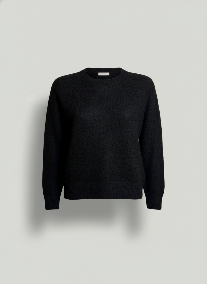 Women's Crew Neck Alpaca Sweater - Black