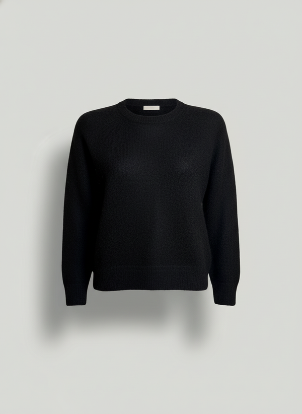Women's Crew Neck Alpaca Sweater - Black